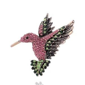 Hummingbird Pink Bird Brooch